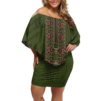Personalized Ukraine Vyshyvanka Motif Off Shoulder Short Dress Ukrainian Military Style - Wonder Print Shop