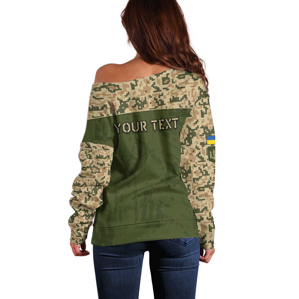 Personalized Ukraine Vyshyvanka Motif Off Shoulder Sweater Ukrainian Military Style - Wonder Print Shop