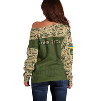 Personalized Ukraine Vyshyvanka Motif Off Shoulder Sweater Ukrainian Military Style - Wonder Print Shop