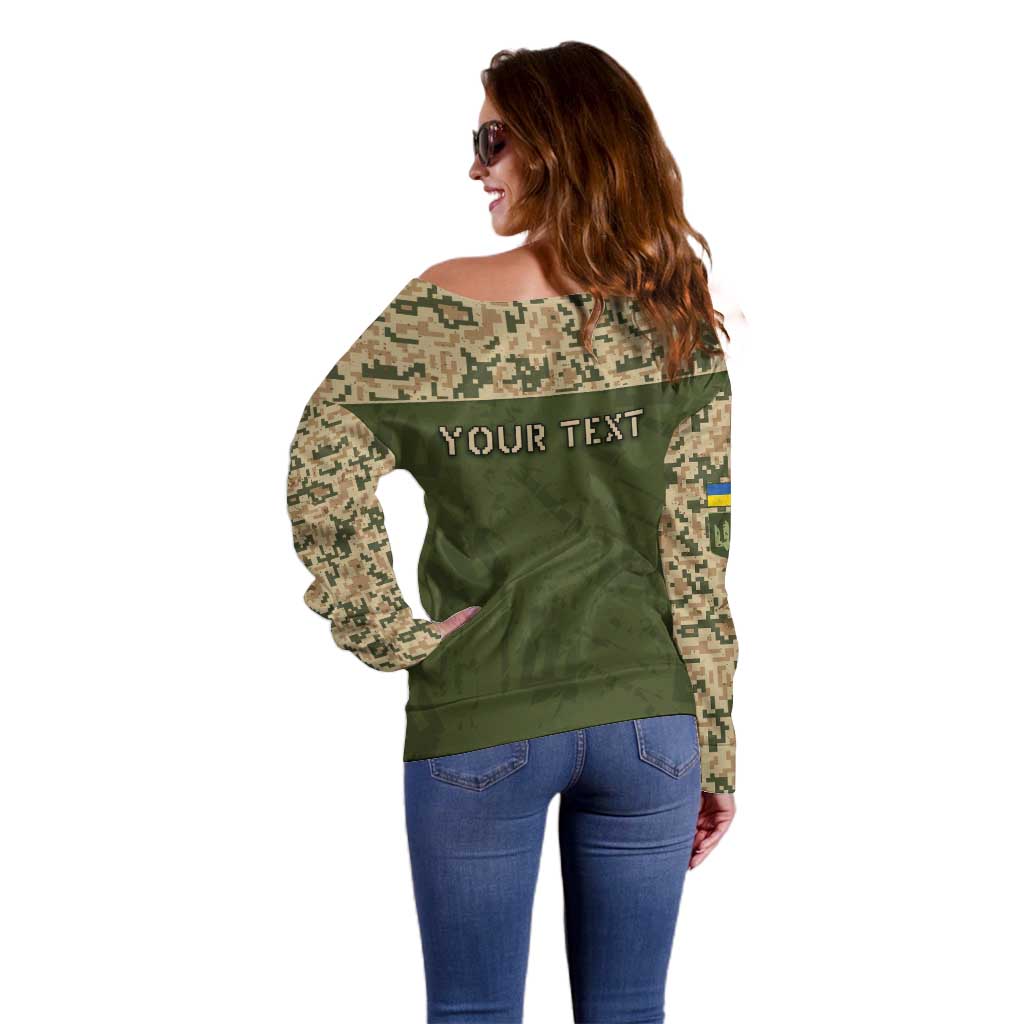 Personalized Ukraine Vyshyvanka Motif Off Shoulder Sweater Ukrainian Military Style - Wonder Print Shop
