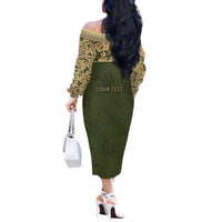 Personalized Ukraine Vyshyvanka Motif Off The Shoulder Long Sleeve Dress Ukrainian Military Style - Wonder Print Shop