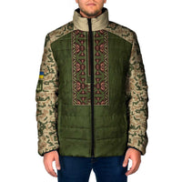Personalized Ukraine Vyshyvanka Motif Padded Jacket Ukrainian Military Style - Wonder Print Shop