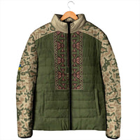 Personalized Ukraine Vyshyvanka Motif Padded Jacket Ukrainian Military Style - Wonder Print Shop