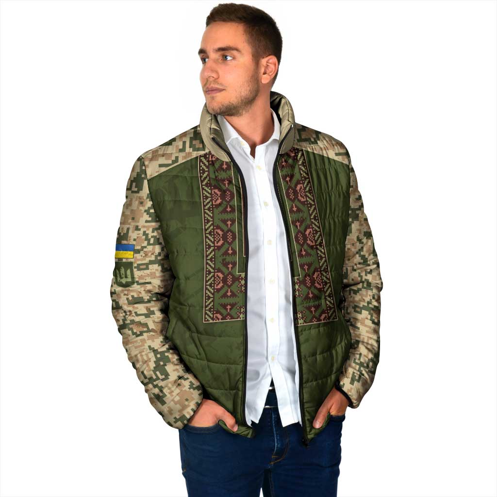 Personalized Ukraine Vyshyvanka Motif Padded Jacket Ukrainian Military Style - Wonder Print Shop