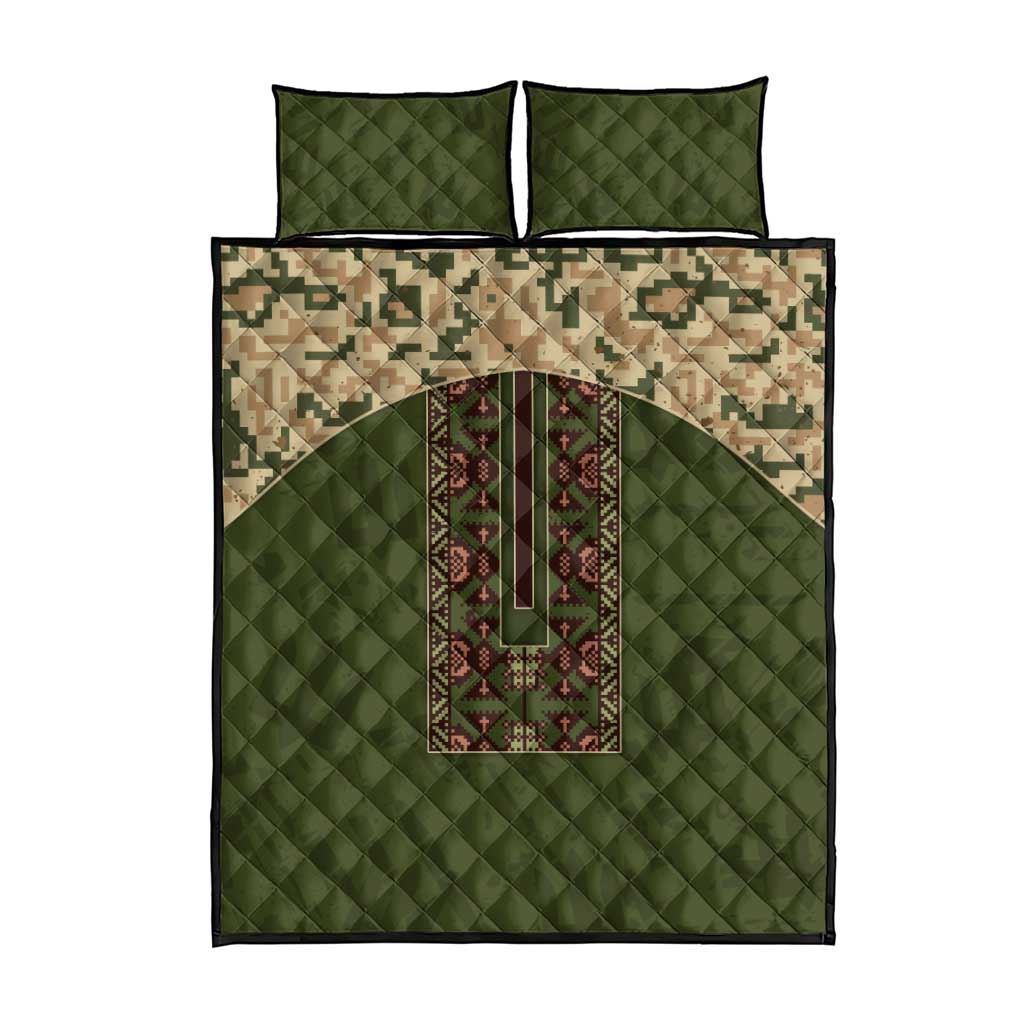 Ukraine Vyshyvanka Motif Quilt Bed Set Ukrainian Military Style - Wonder Print Shop