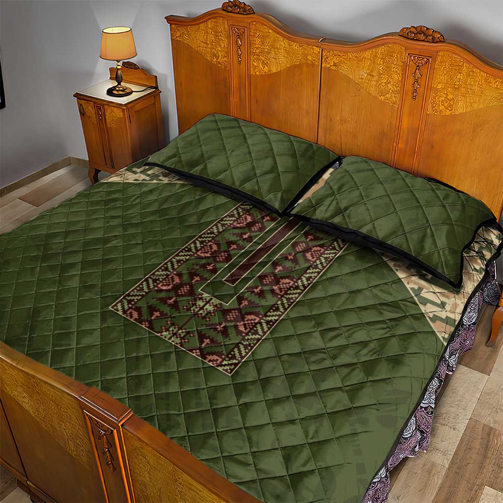Ukraine Vyshyvanka Motif Quilt Bed Set Ukrainian Military Style - Wonder Print Shop