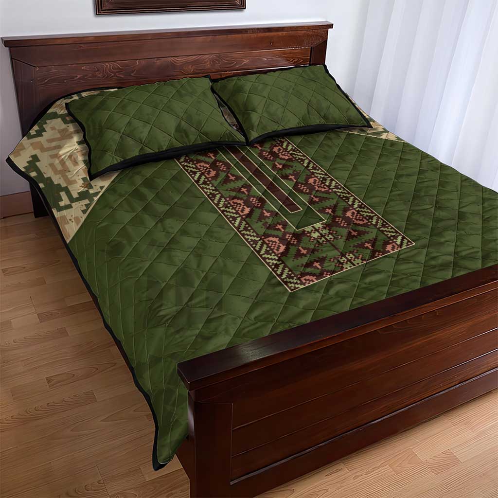 Ukraine Vyshyvanka Motif Quilt Bed Set Ukrainian Military Style - Wonder Print Shop