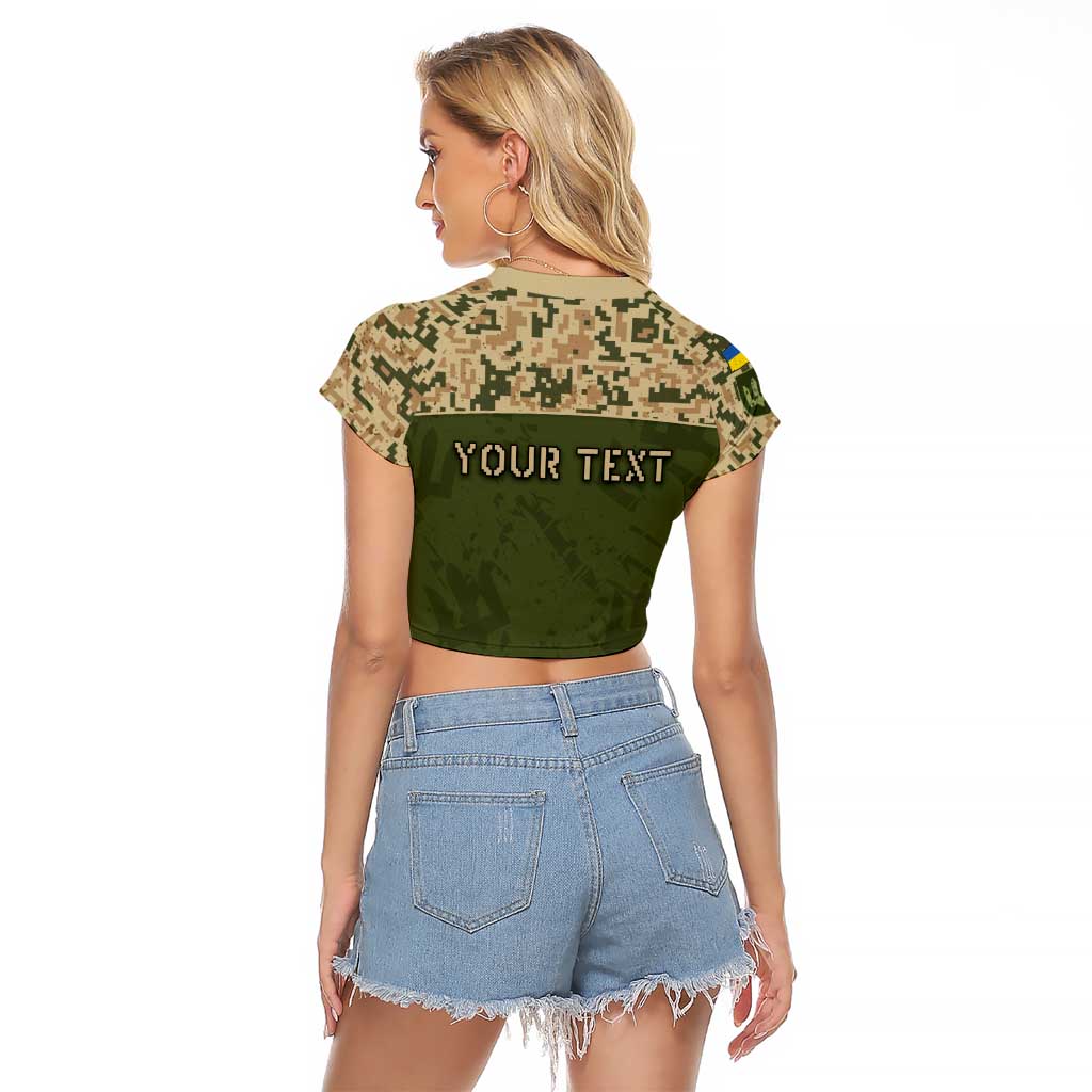 Personalized Ukraine Vyshyvanka Motif Raglan Cropped T Shirt Ukrainian Military Style - Wonder Print Shop