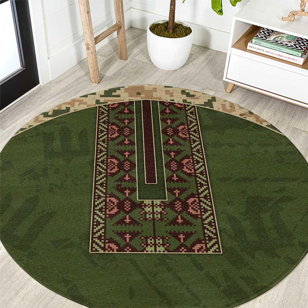 Ukraine Vyshyvanka Motif Round Carpet Ukrainian Military Style - Wonder Print Shop