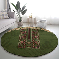 Ukraine Vyshyvanka Motif Round Carpet Ukrainian Military Style - Wonder Print Shop