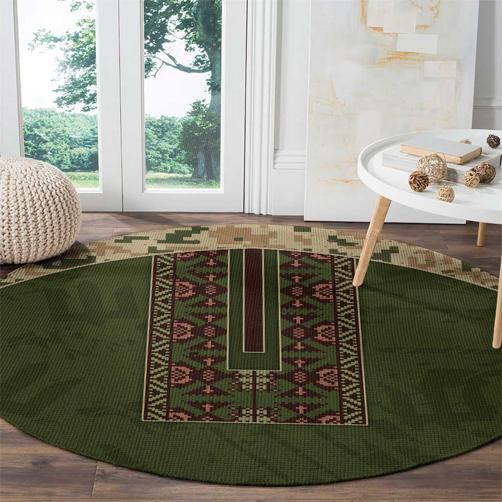 Ukraine Vyshyvanka Motif Round Carpet Ukrainian Military Style - Wonder Print Shop