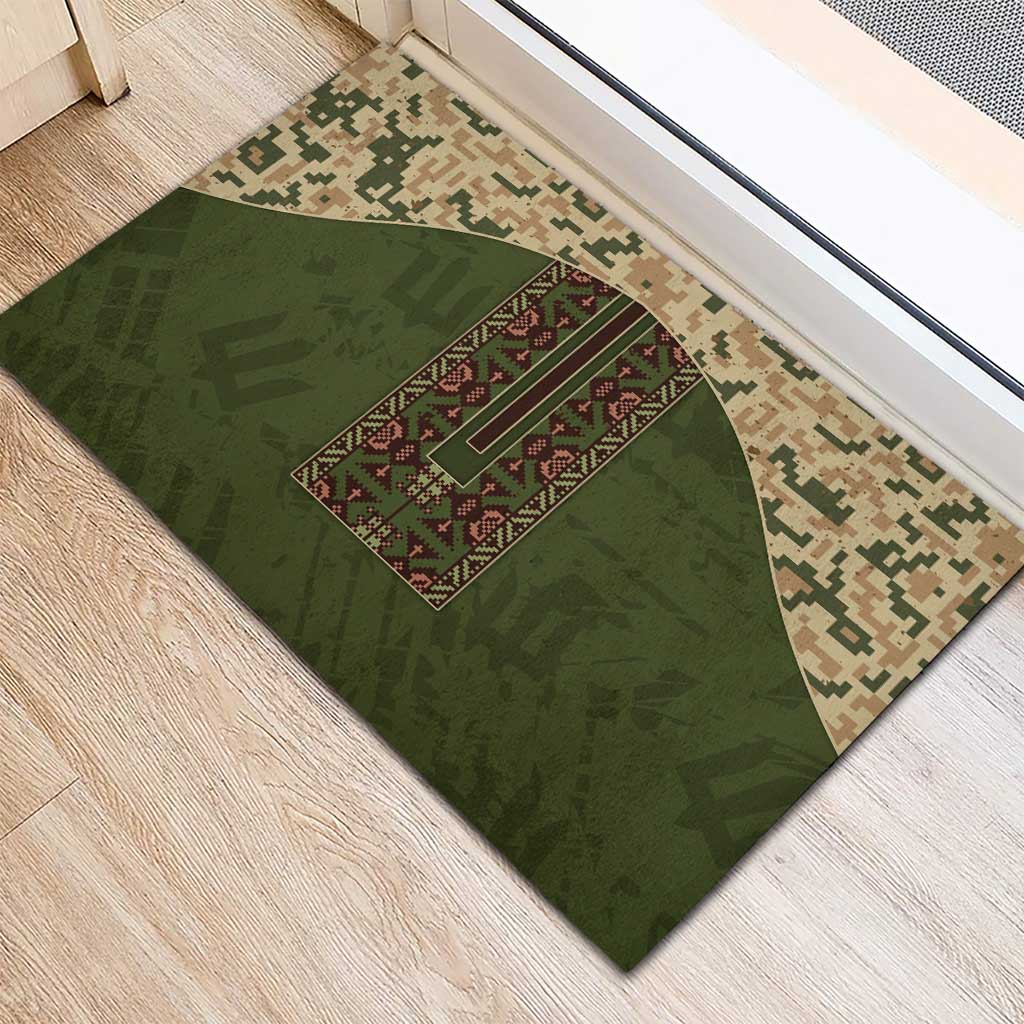 Ukraine Vyshyvanka Motif Rubber Doormat Ukrainian Military Style - Wonder Print Shop