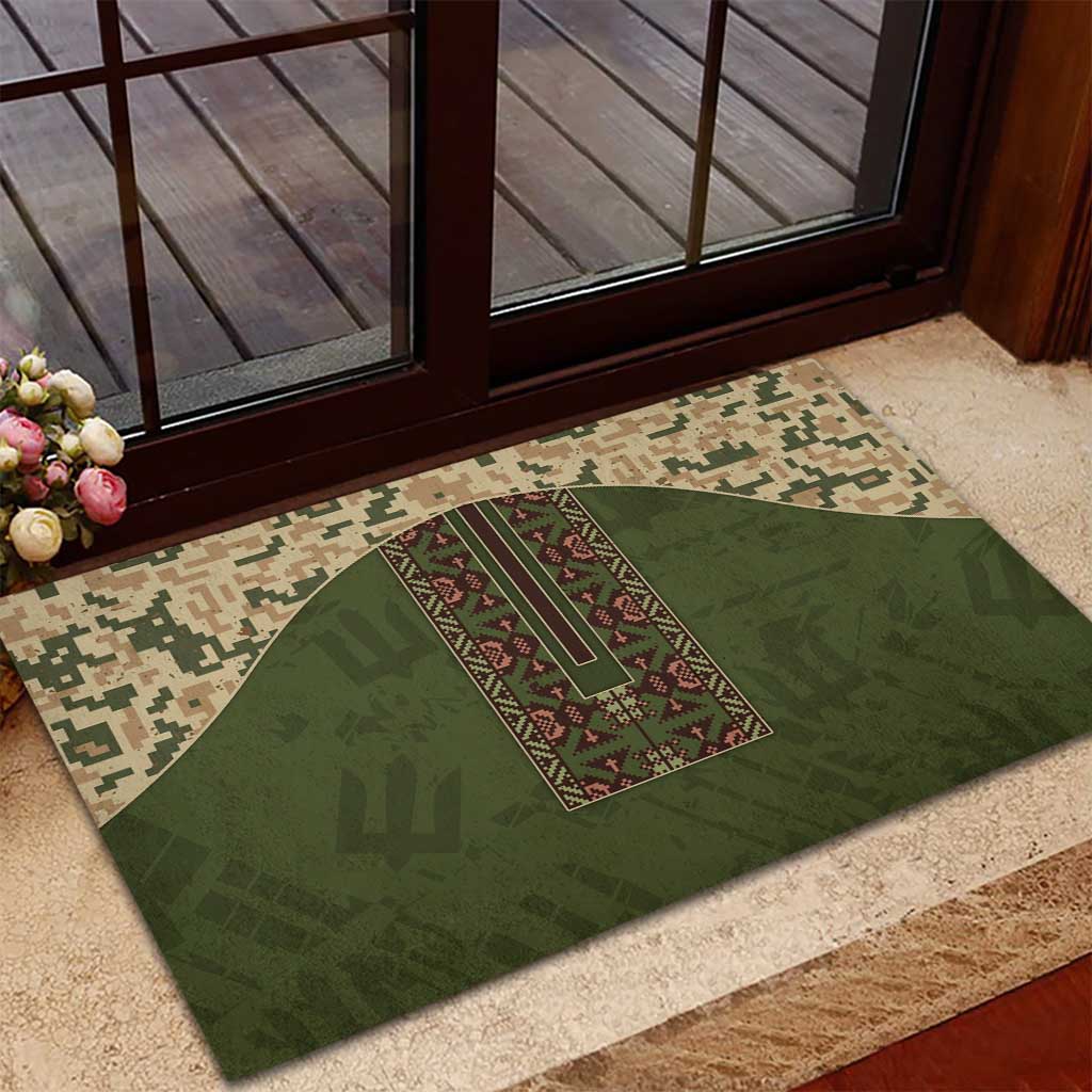 Ukraine Vyshyvanka Motif Rubber Doormat Ukrainian Military Style - Wonder Print Shop