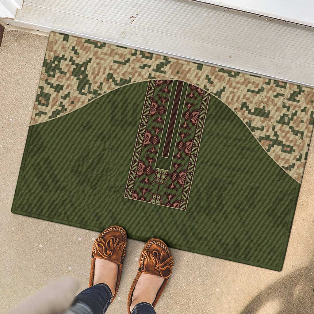Ukraine Vyshyvanka Motif Rubber Doormat Ukrainian Military Style - Wonder Print Shop