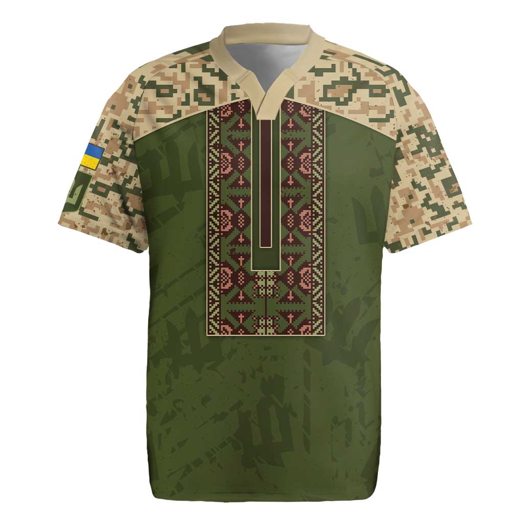 Personalized Ukraine Vyshyvanka Motif Rugby Jersey Ukrainian Military Style - Wonder Print Shop