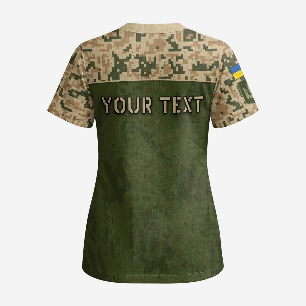 Personalized Ukraine Vyshyvanka Motif Scrub Top Ukrainian Military Style - Wonder Print Shop