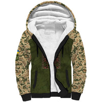 Personalized Ukraine Vyshyvanka Motif Sherpa Hoodie Ukrainian Military Style - Wonder Print Shop