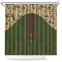 Ukraine Vyshyvanka Motif Shower Curtain Ukrainian Military Style - Wonder Print Shop