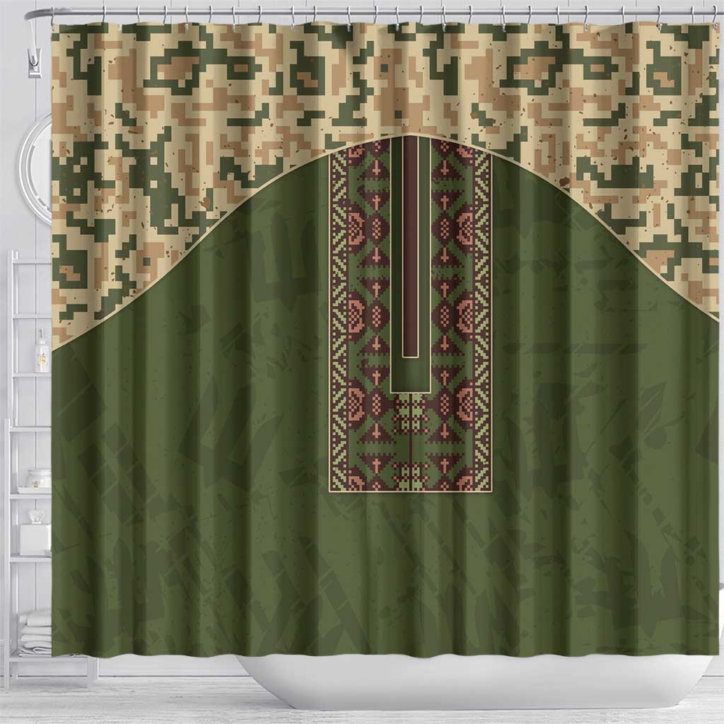 Ukraine Vyshyvanka Motif Shower Curtain Ukrainian Military Style - Wonder Print Shop