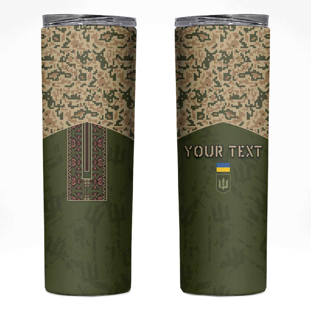 Personalized Ukraine Vyshyvanka Motif Skinny Tumbler Ukrainian Military Style - Wonder Print Shop