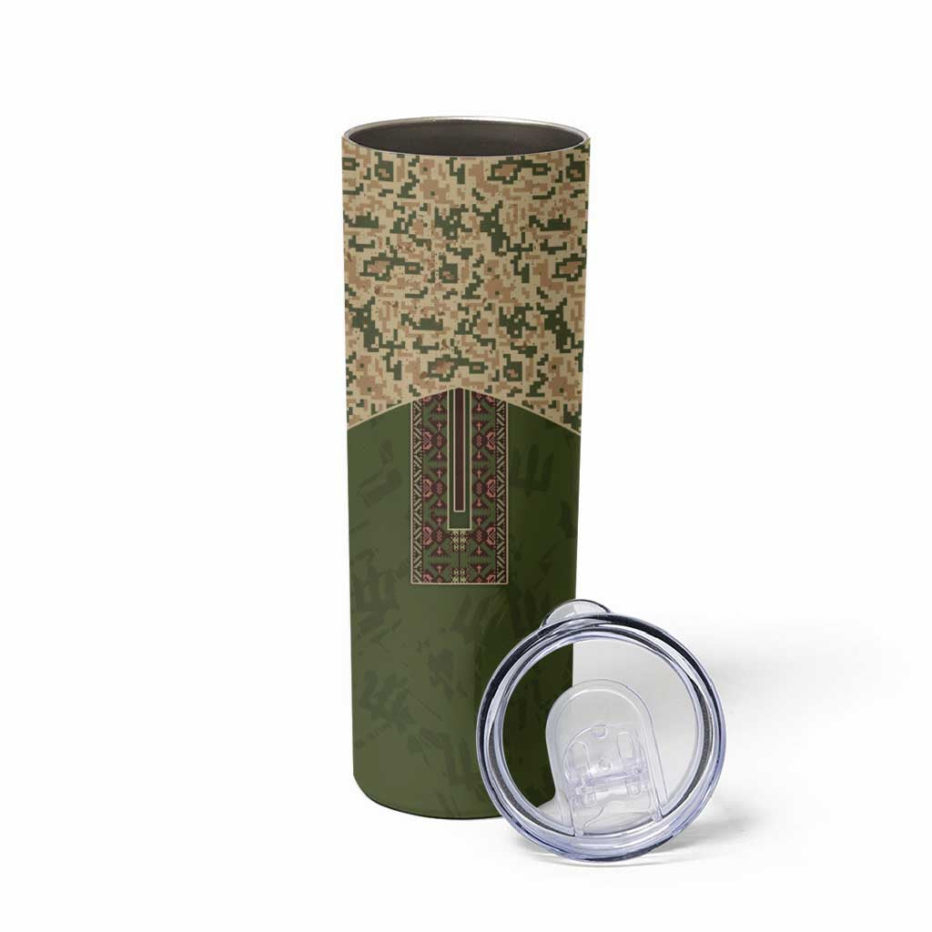 Personalized Ukraine Vyshyvanka Motif Skinny Tumbler Ukrainian Military Style - Wonder Print Shop