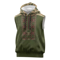 Personalized Ukraine Vyshyvanka Motif Sleeveless Hoodie Ukrainian Military Style - Wonder Print Shop