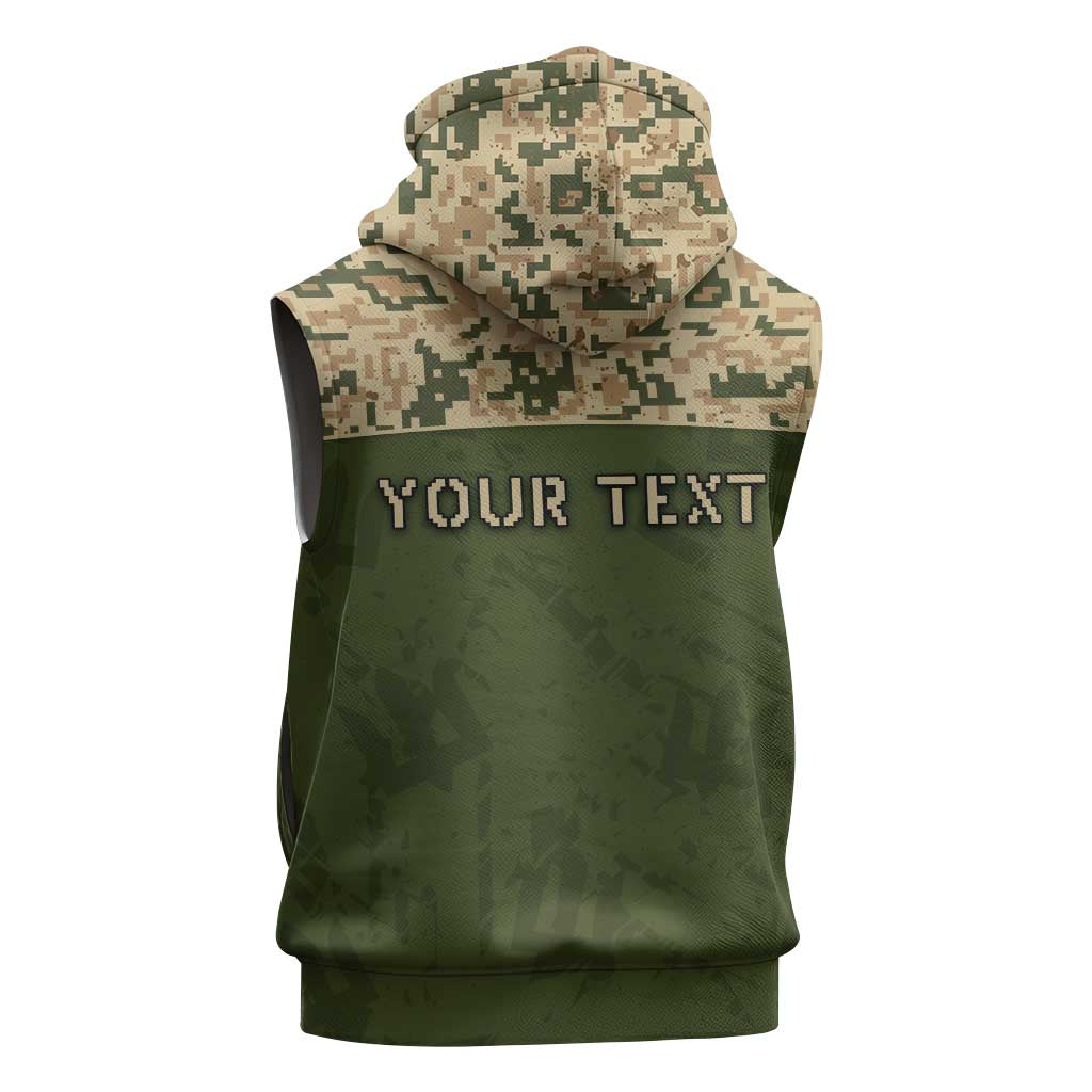 Personalized Ukraine Vyshyvanka Motif Sleeveless Hoodie Ukrainian Military Style - Wonder Print Shop