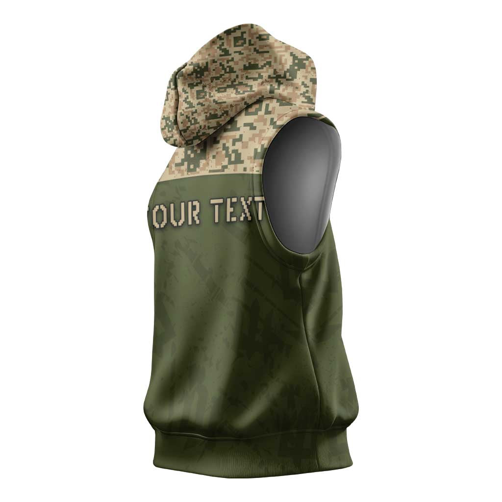 Personalized Ukraine Vyshyvanka Motif Sleeveless Hoodie Ukrainian Military Style - Wonder Print Shop
