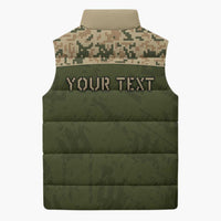 Personalized Ukraine Vyshyvanka Motif Sleeveless Puffer Jacket Ukrainian Military Style - Wonder Print Shop