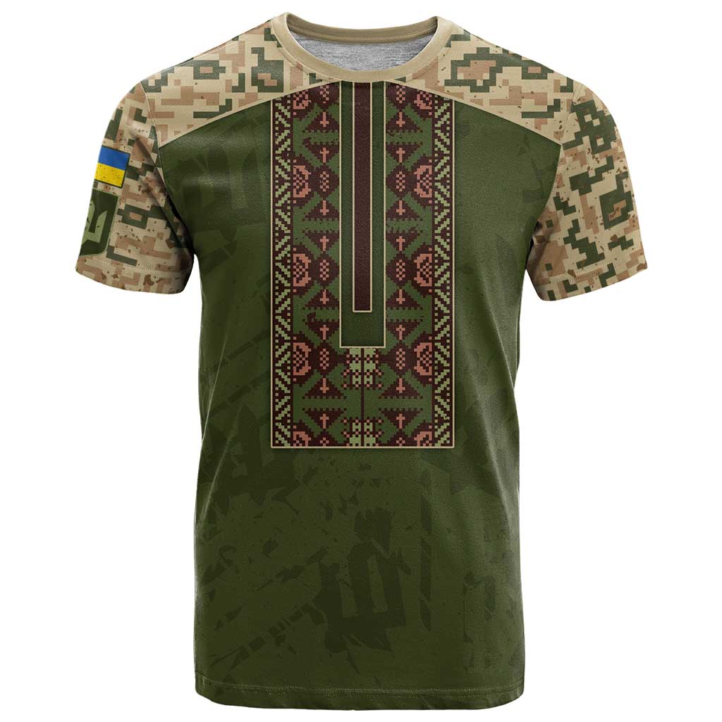 Personalized Ukraine Vyshyvanka Motif T Shirt Ukrainian Military Style - Wonder Print Shop