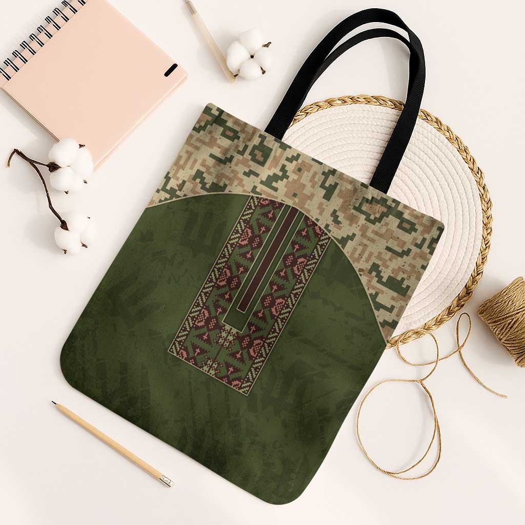 Ukraine Vyshyvanka Motif Tote Bag Ukrainian Military Style - Wonder Print Shop