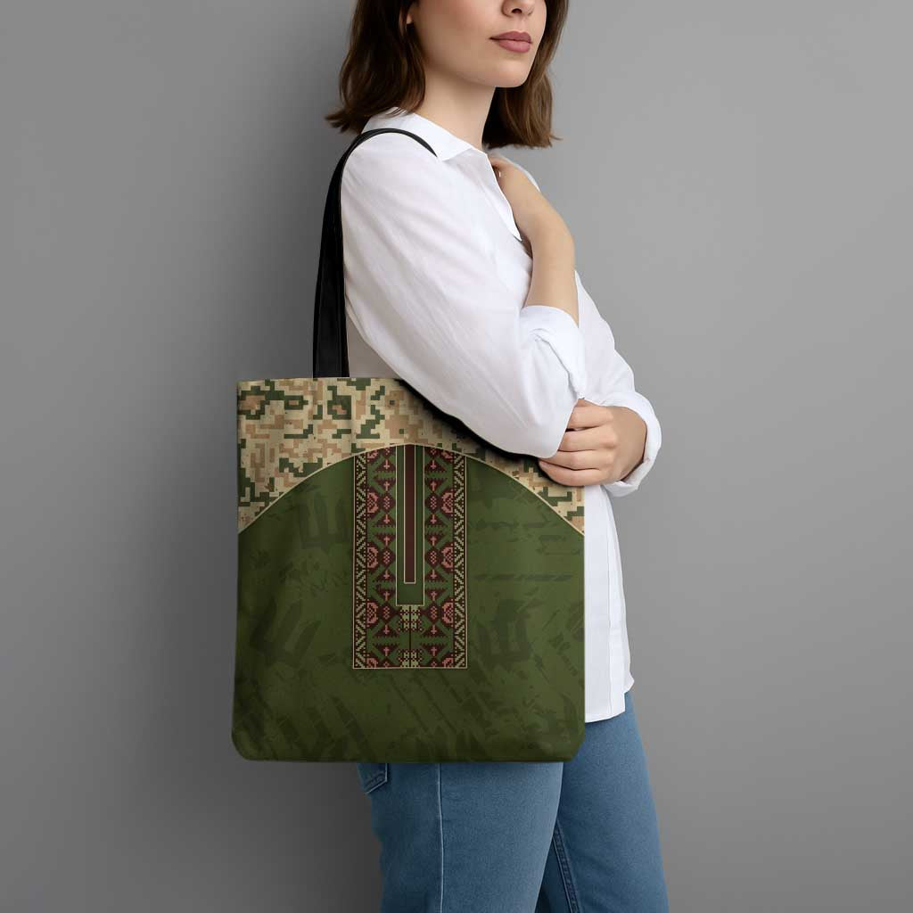 Ukraine Vyshyvanka Motif Tote Bag Ukrainian Military Style - Wonder Print Shop