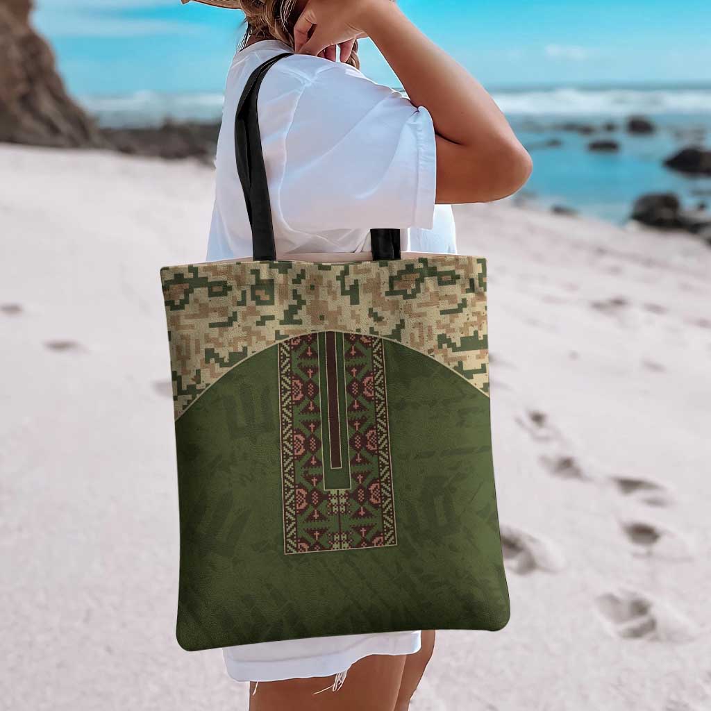 Ukraine Vyshyvanka Motif Tote Bag Ukrainian Military Style - Wonder Print Shop