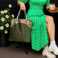 Ukraine Vyshyvanka Motif Tote Bag Ukrainian Military Style - Wonder Print Shop