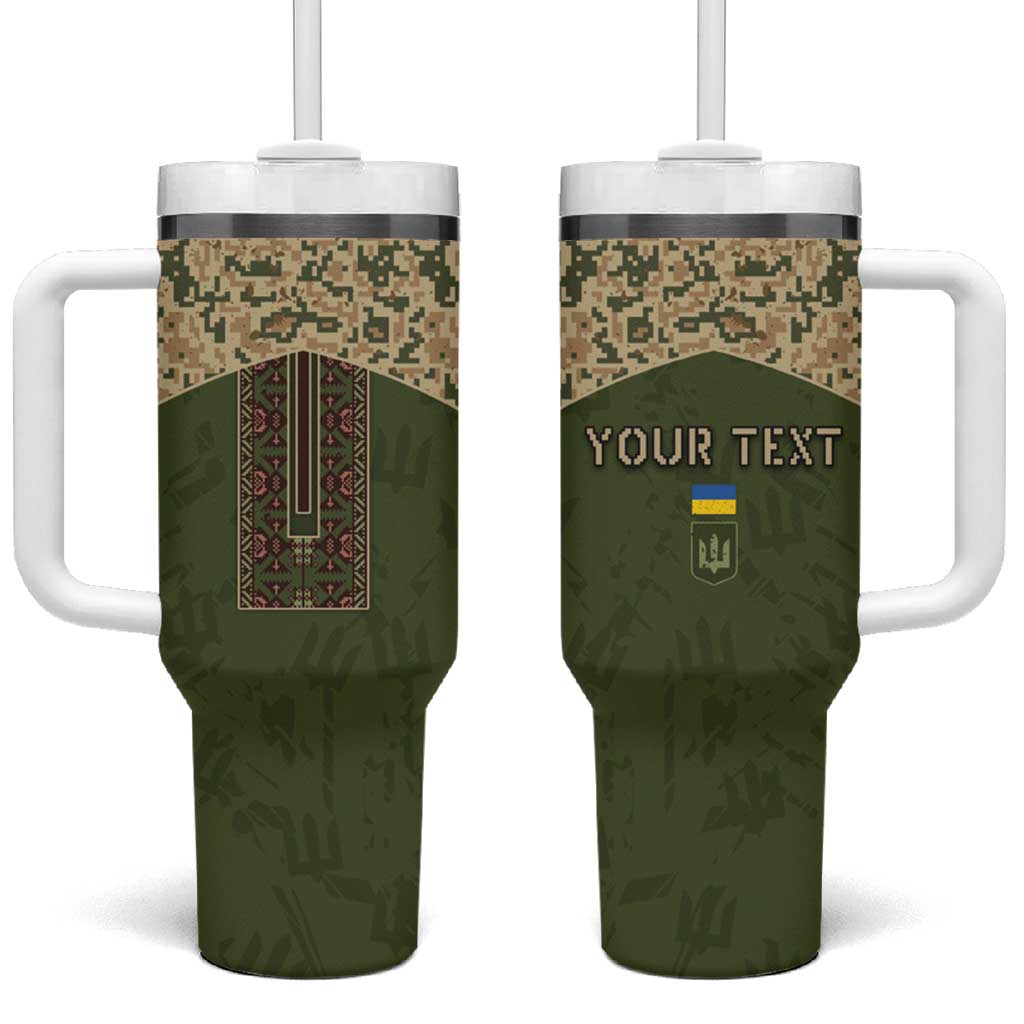 Personalized Ukraine Vyshyvanka Motif Tumbler With Handle Ukrainian Military Style - Wonder Print Shop