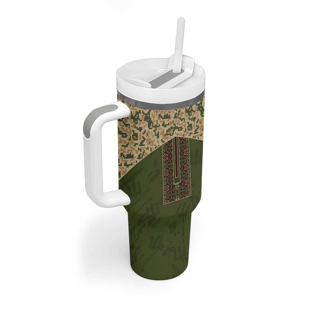 Personalized Ukraine Vyshyvanka Motif Tumbler With Handle Ukrainian Military Style - Wonder Print Shop