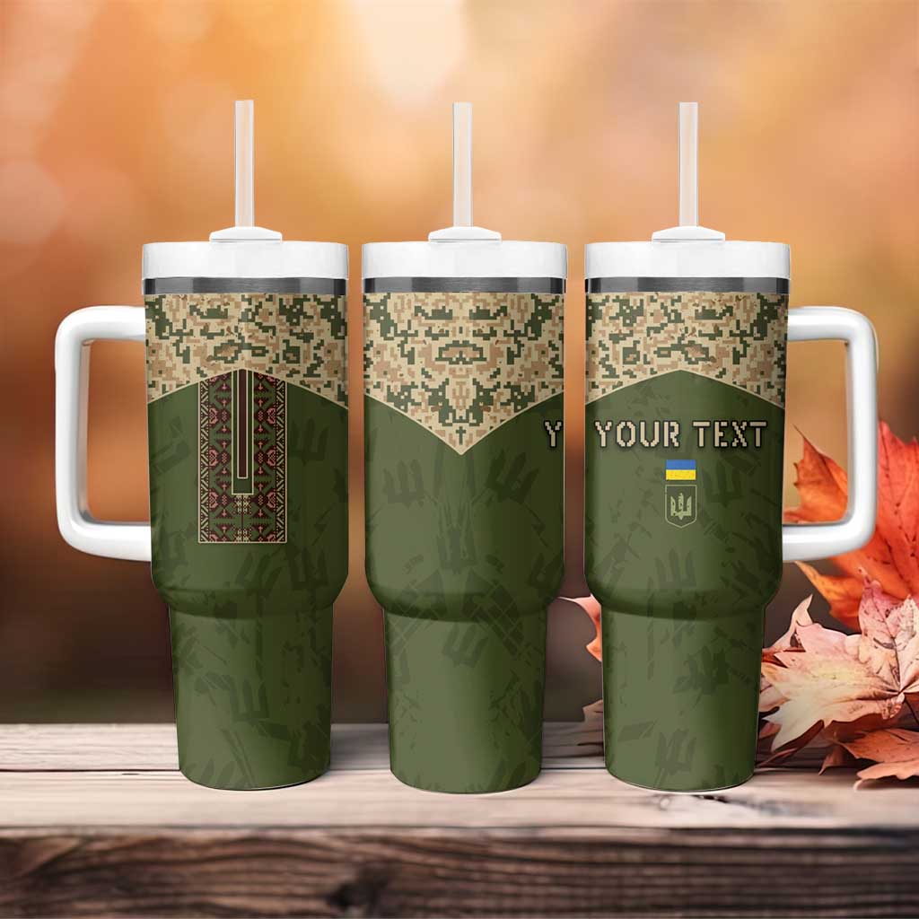 Personalized Ukraine Vyshyvanka Motif Tumbler With Handle Ukrainian Military Style - Wonder Print Shop