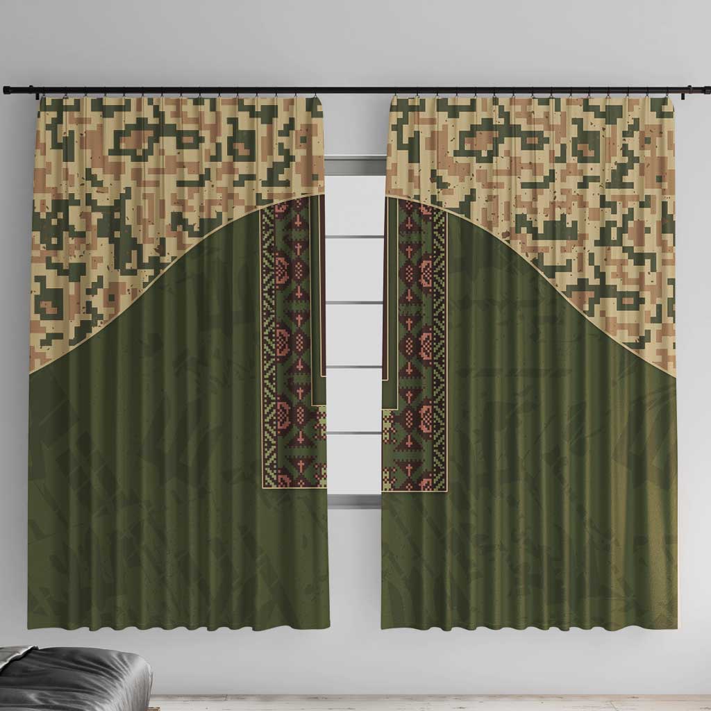 Ukraine Vyshyvanka Motif Window Curtain Ukrainian Military Style - Wonder Print Shop