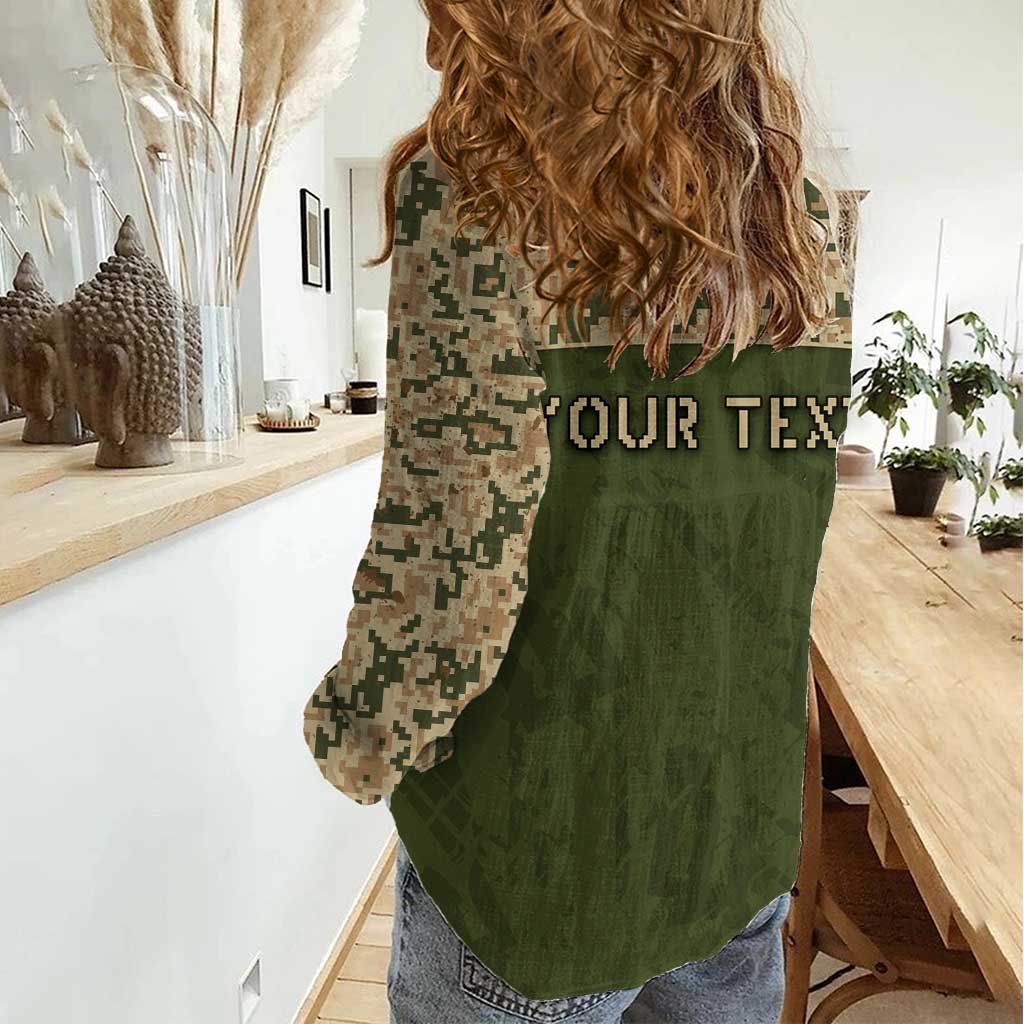 Personalized Ukraine Vyshyvanka Motif Women Casual Shirt Ukrainian Military Style - Wonder Print Shop