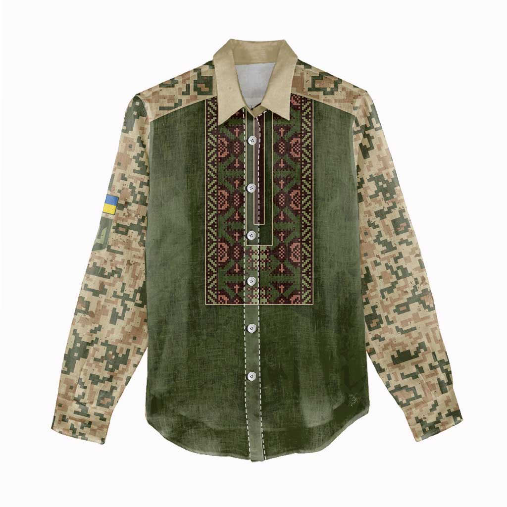 Personalized Ukraine Vyshyvanka Motif Women Casual Shirt Ukrainian Military Style - Wonder Print Shop