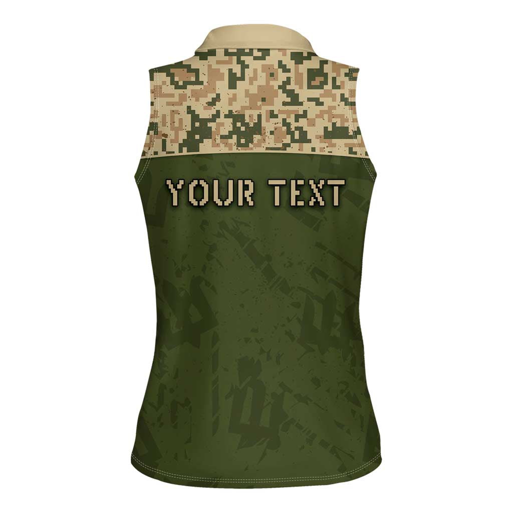 Personalized Ukraine Vyshyvanka Motif Women Sleeveless Polo Shirt Ukrainian Military Style - Wonder Print Shop