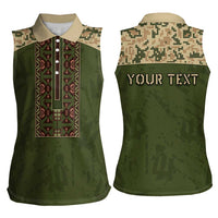 Personalized Ukraine Vyshyvanka Motif Women Sleeveless Polo Shirt Ukrainian Military Style - Wonder Print Shop