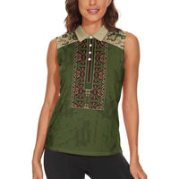 Personalized Ukraine Vyshyvanka Motif Women Sleeveless Polo Shirt Ukrainian Military Style - Wonder Print Shop
