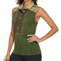 Personalized Ukraine Vyshyvanka Motif Women Sleeveless Polo Shirt Ukrainian Military Style - Wonder Print Shop