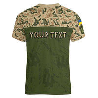 Personalized Ukraine Vyshyvanka Motif Women V-Neck T-Shirt Ukrainian Military Style - Wonder Print Shop