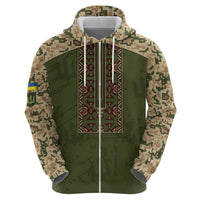 Personalized Ukraine Vyshyvanka Motif Zip Hoodie Ukrainian Military Style - Wonder Print Shop
