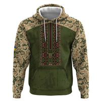 Personalized Ukraine Vyshyvanka Motif Zip Hoodie Ukrainian Military Style - Wonder Print Shop