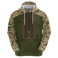 Personalized Ukraine Vyshyvanka Motif Zip Hoodie Ukrainian Military Style - Wonder Print Shop