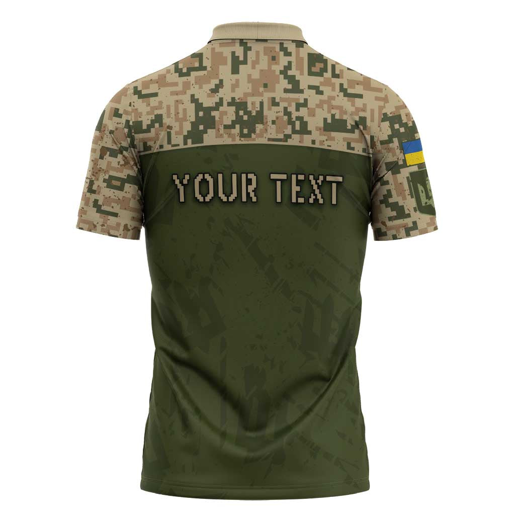 Personalized Ukraine Vyshyvanka Motif Zipper Polo Shirt Ukrainian Military Style - Wonder Print Shop