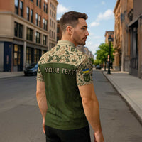 Personalized Ukraine Vyshyvanka Motif Zipper Polo Shirt Ukrainian Military Style - Wonder Print Shop